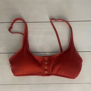 BURNT ORANGE RIBBED BIKINI TOP